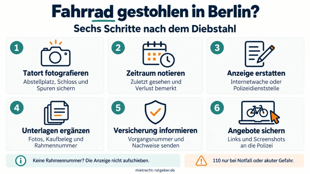 Fahrrad gestohlen in Berlin: Was tun? Anzeige online, Versicherung und Rechte im Mietshaus
