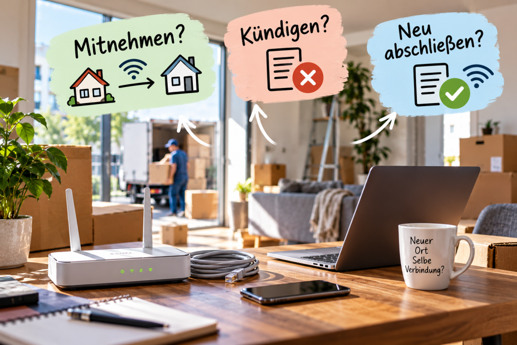 Internetvertrag beim Umzug: Mitnehmen, kündigen oder neu abschließen?
